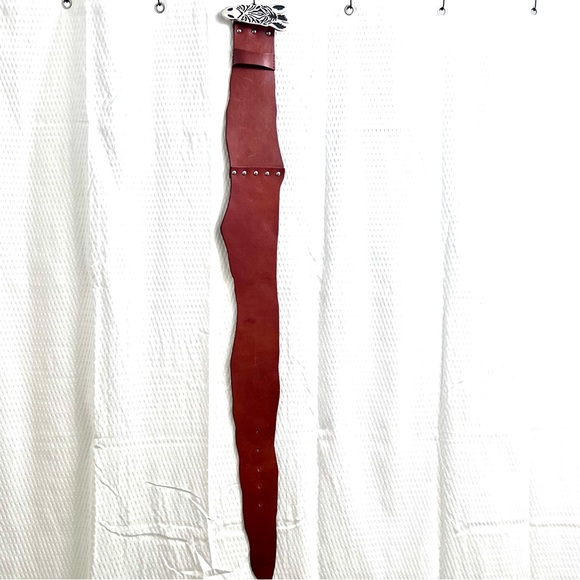 NEW Anthropologie Zebra Head Buckle Leather Belt Size Small Tan - Picture 9 of 10